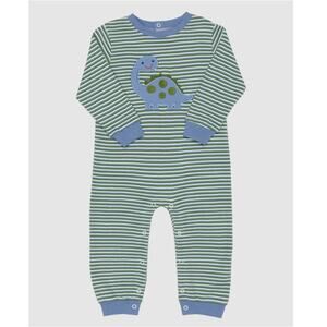 Grace & James Kids Blue Brooks Dinosaur Striped Romper Size 6M